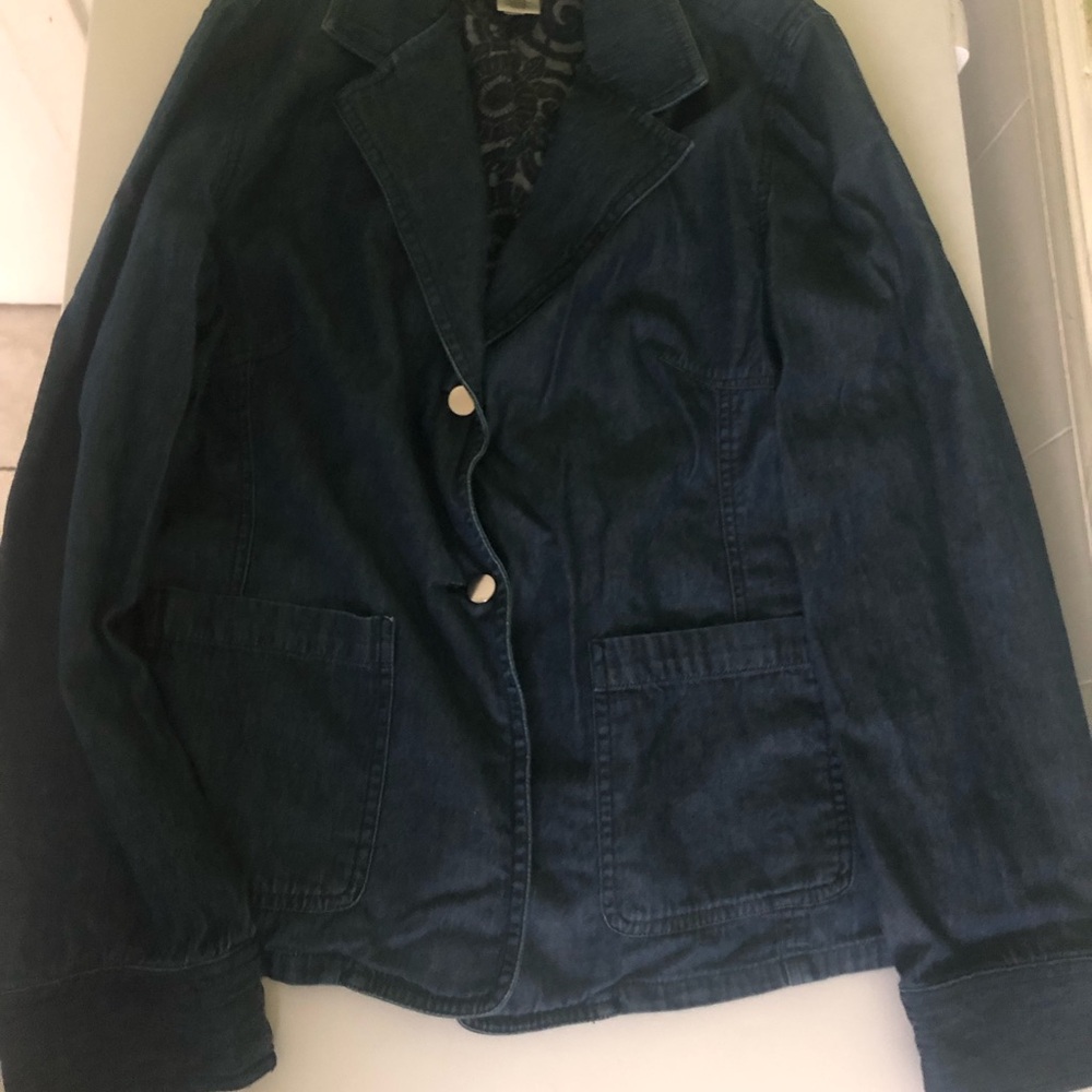 Norton Studio Dark Wash Denim Blazer Jacket - Size 8